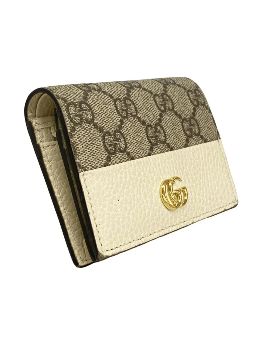 ★SOLD★ Gucci Wallet GG Marmont Supreme Leather Brown Ivory Gold - Picture 2 of 8